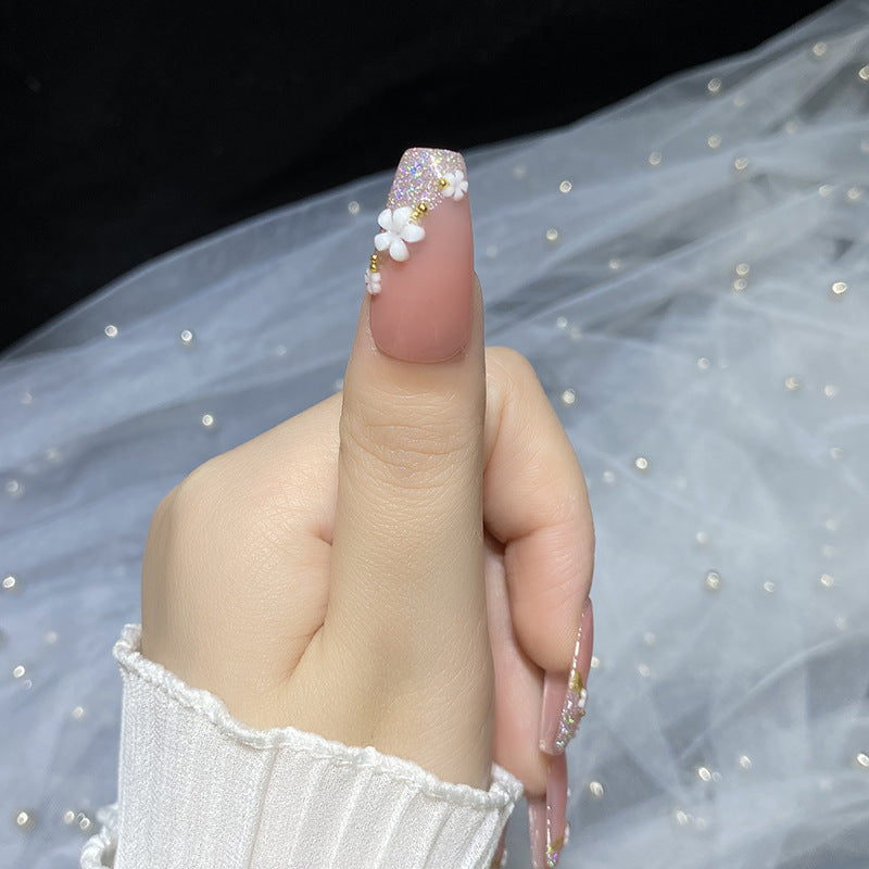 Designer: HuaHua.Handmade nails Press on Nails DIY Nail Art for woman girl Long Coffin pink