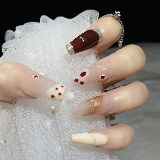 Designer: HuaHua.Handmade nails Press on Nails DIY Nail Art for woman girl Long Coffin pink