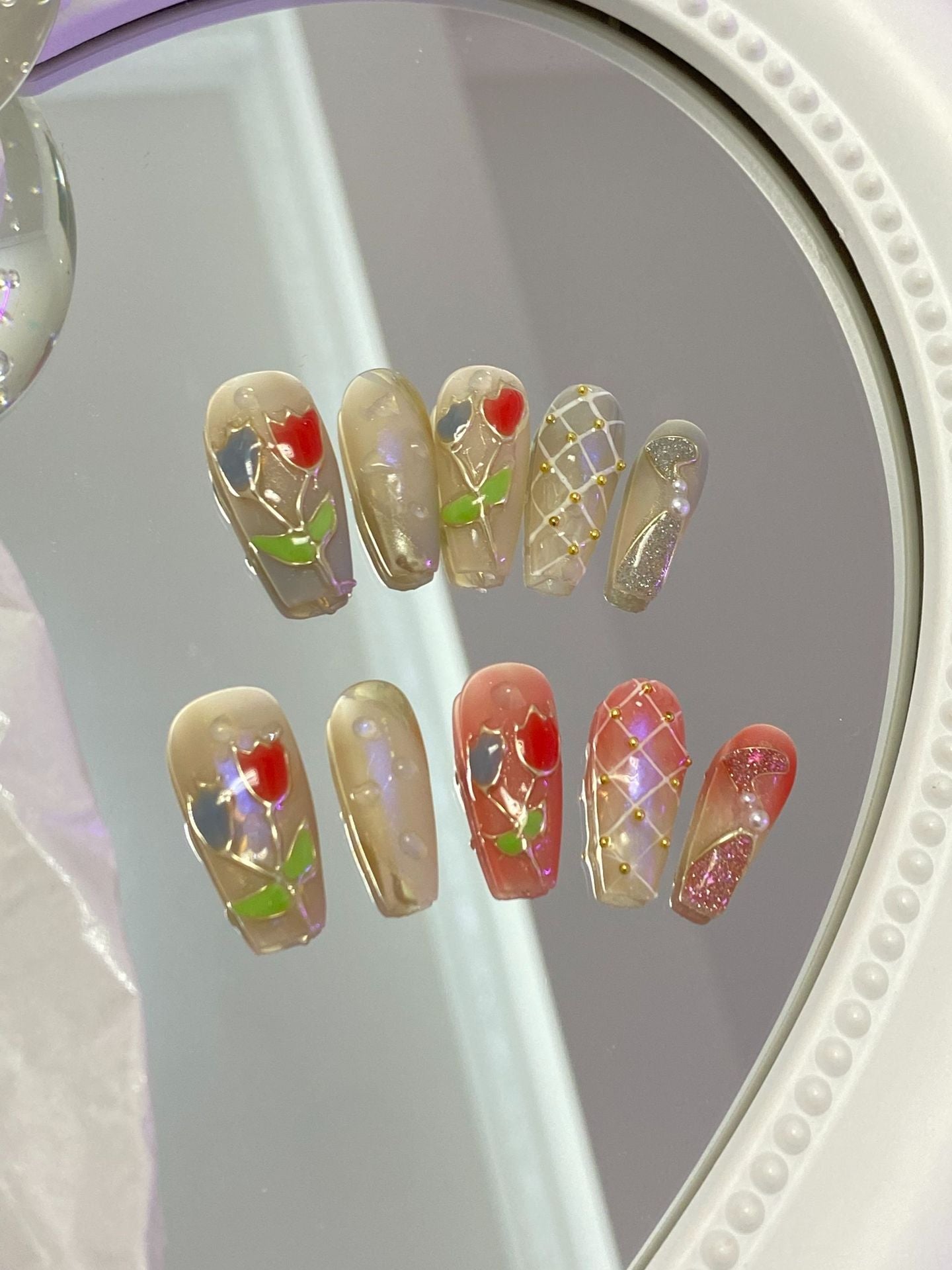 Designer: MaoMao.Handmade Nail Designs Press on Nails DIY  Nail Art for woman girl