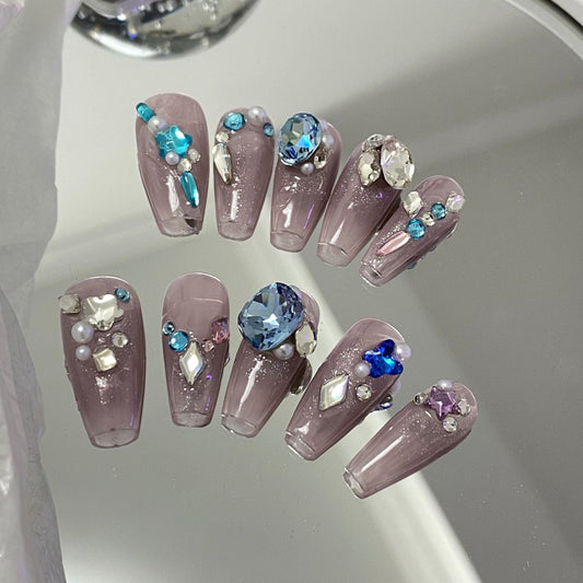 Designer: MaoMao.Handmade Nail Designs Press on Nails DIY  Nail Art for woman girl