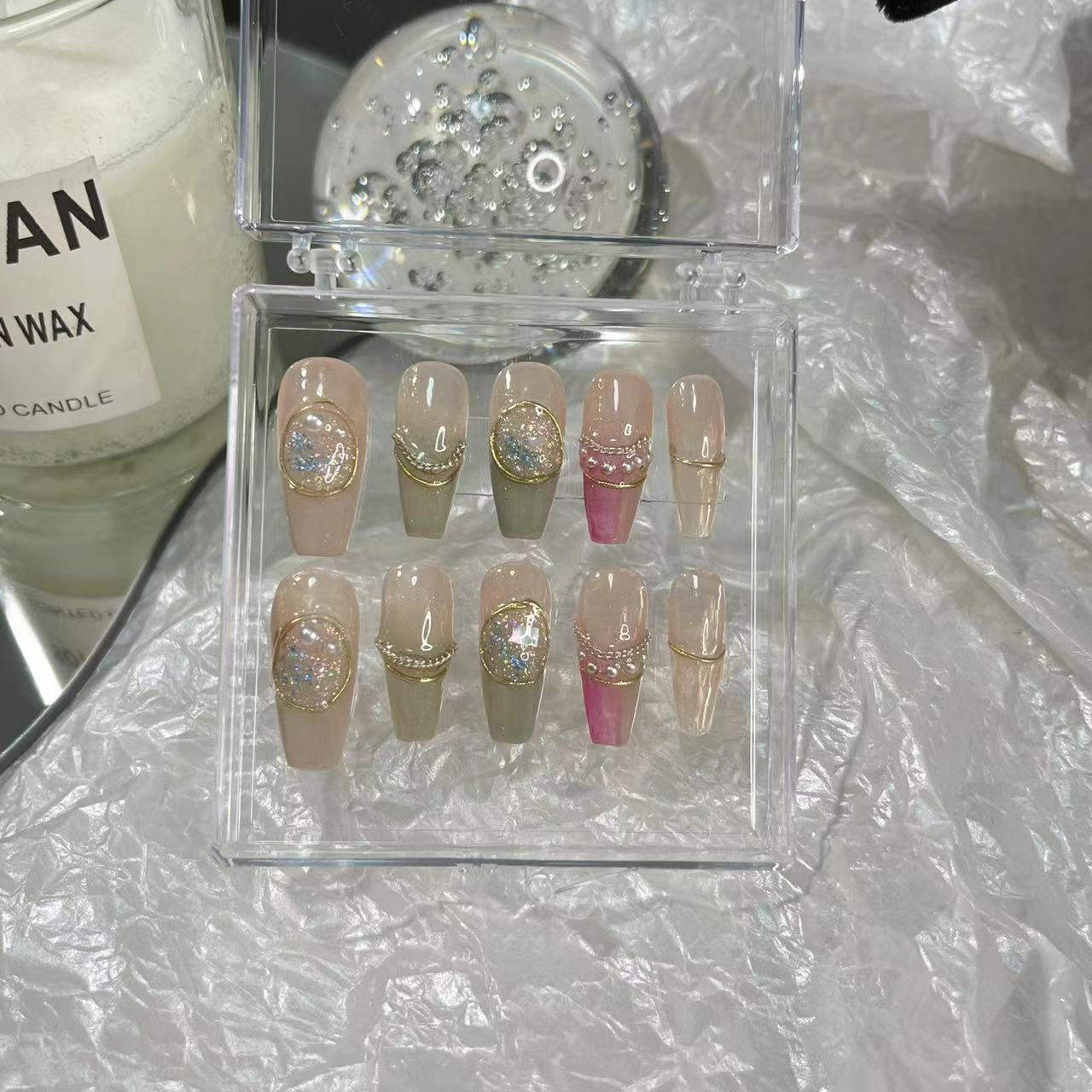 Designer: MaoMao.Handmade Nail Designs Press on Nails DIY  Nail Art for woman girl