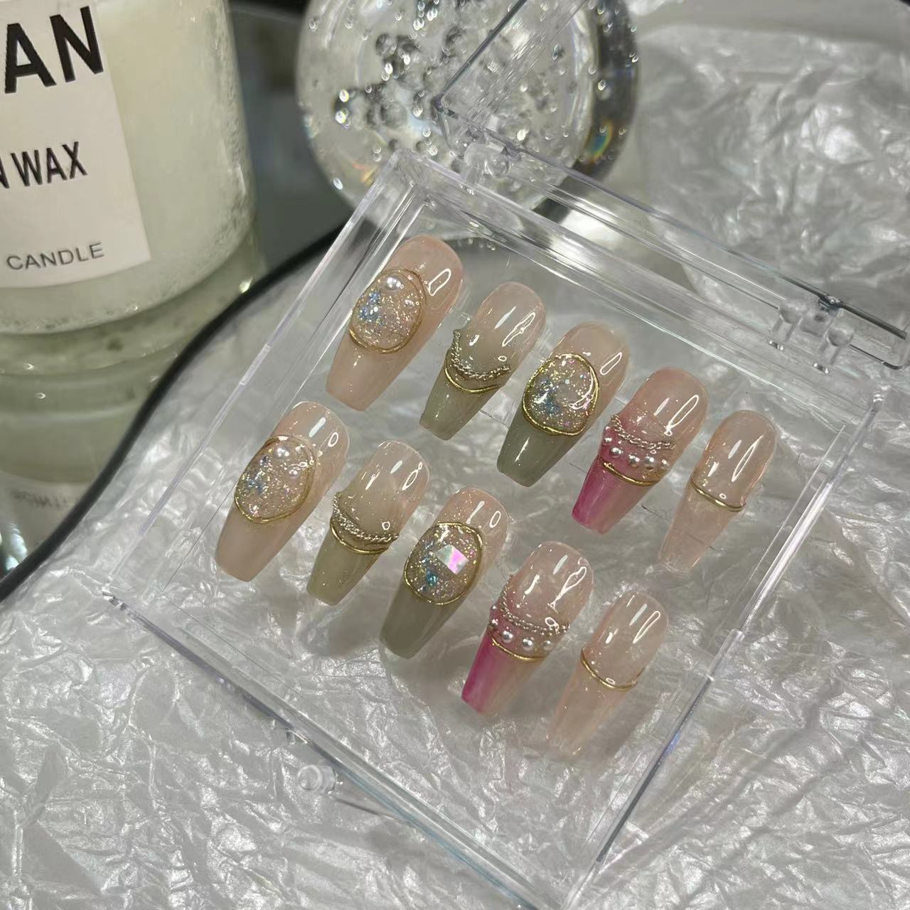 Designer: MaoMao.Handmade Nail Designs Press on Nails DIY  Nail Art for woman girl
