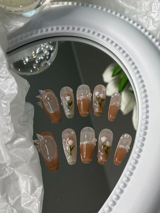 Designer: MaoMao.Handmade Nail Designs Press on Nails DIY  Nail Art for woman girl