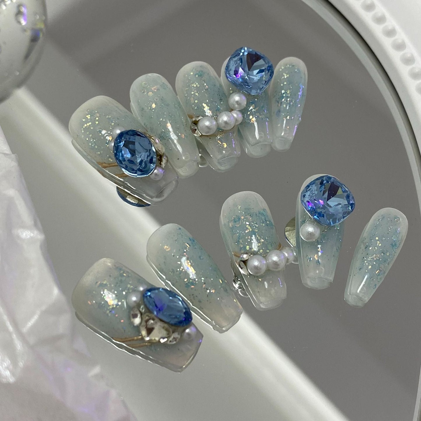 Designer: MaoMao.Handmade Nail Designs Press on Nails DIY  Nail Art for woman girl