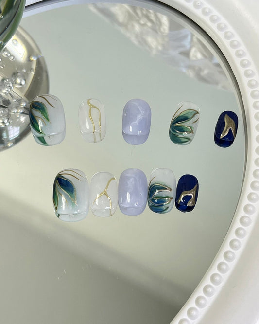 Designer: MaoMao.Handmade Nail Designs Press on Nails DIY  Nail Art for woman girl