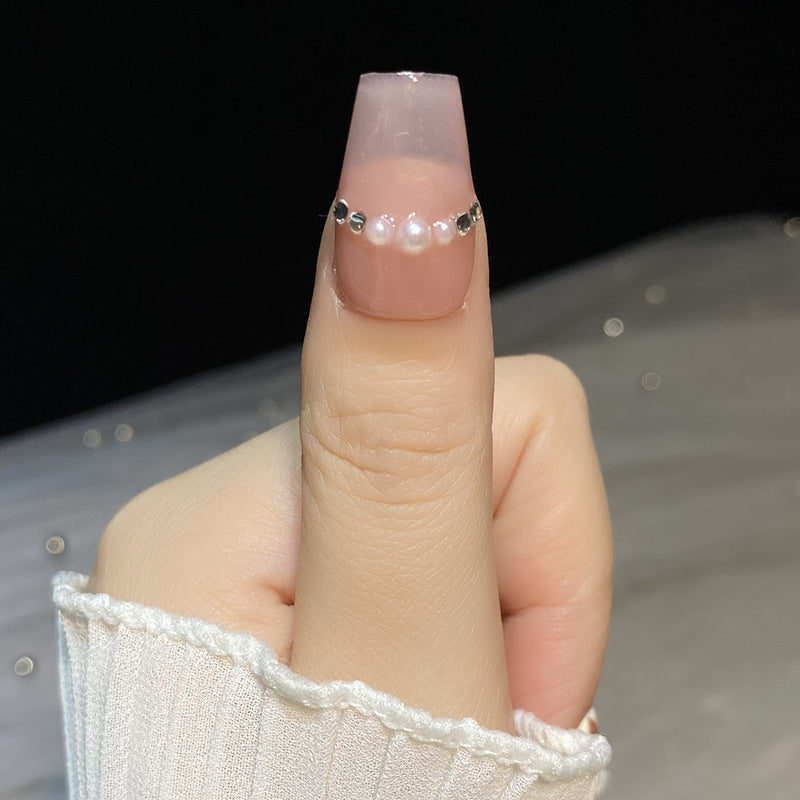 Designer: HuaHua.Handmade nails Press on Nails DIY Nail Art for woman girl Long Coffin pink