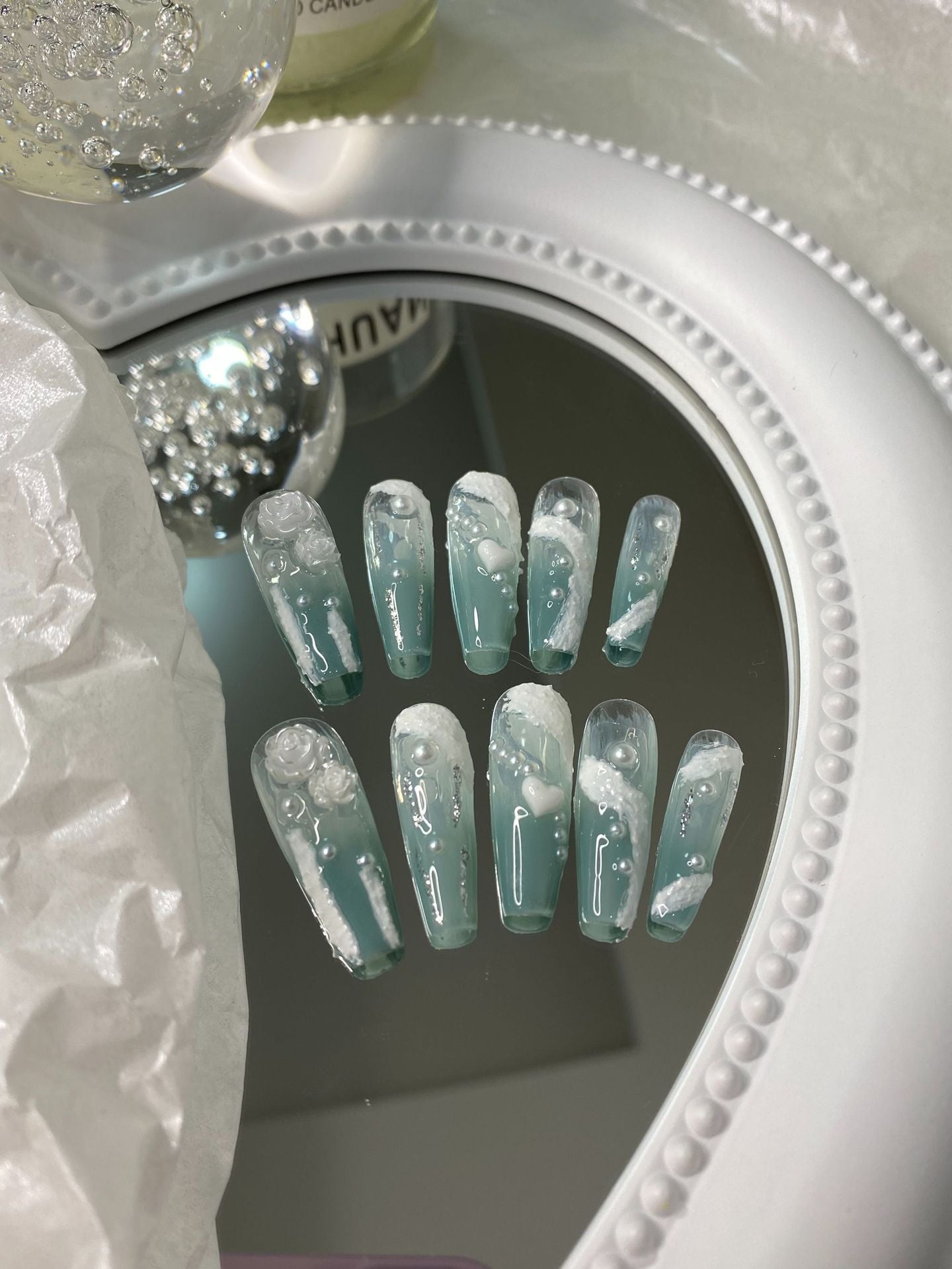 Designer: MaoMao.Handmade Nail Designs Press on Nails DIY  Nail Art for woman girl