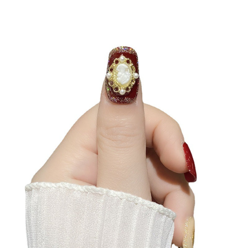 Designer: HuaHua.Handmade nails Press on Nails DIY Nail Art for woman girl Long Square red