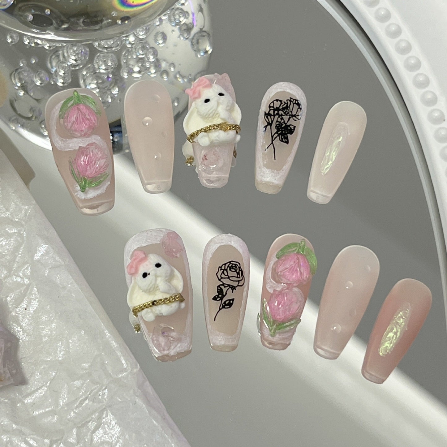 Designer: MaoMao.Handmade Nail Designs Press on Nails DIY  Nail Art for woman girl