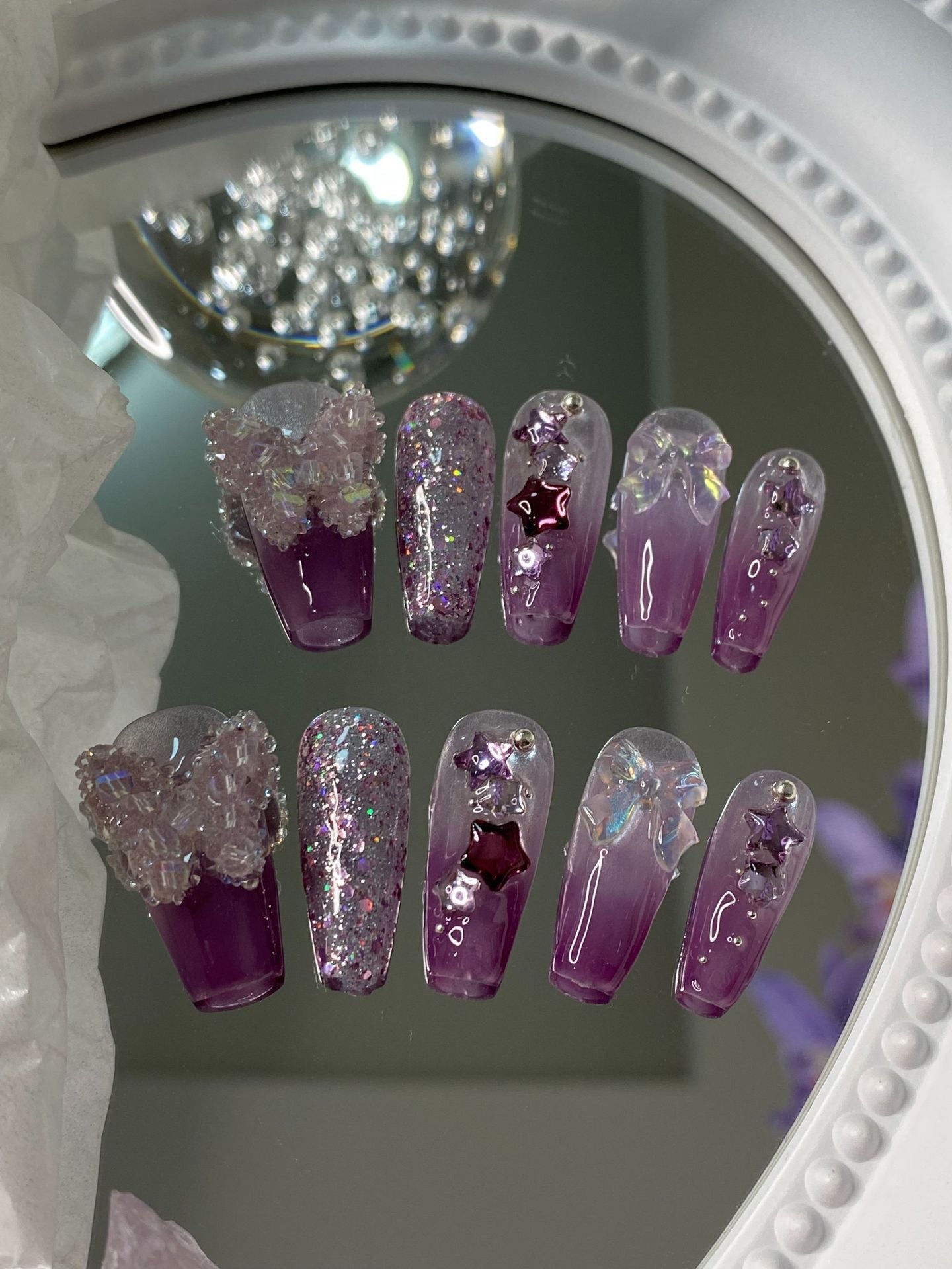 Designer: MaoMao.Handmade Nail Designs Press on Nails DIY  Nail Art for woman girl