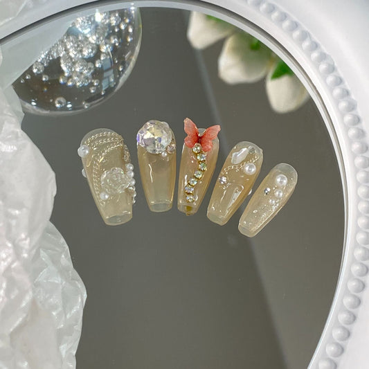 Designer: MaoMao.Handmade Nail Designs Press on Nails DIY  Nail Art for woman girl