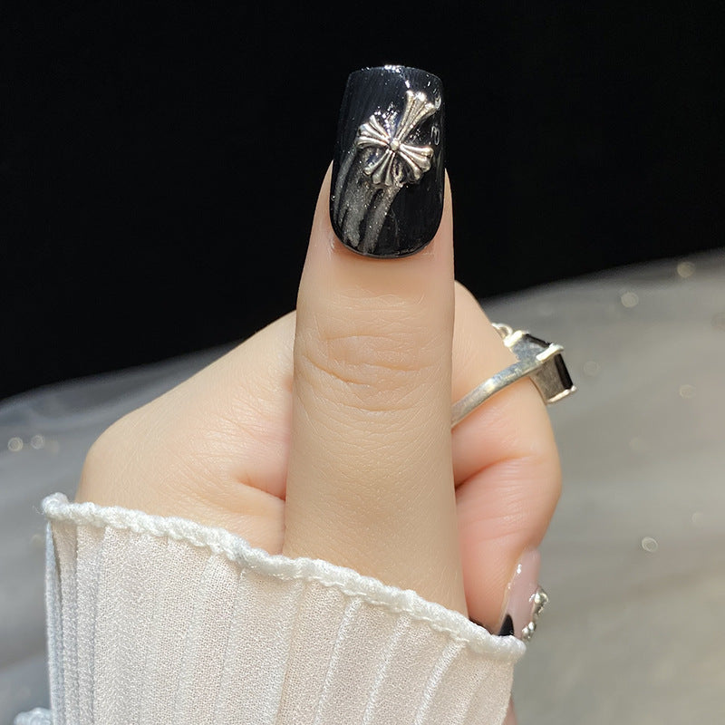 Designer: HuaHua.Handmade nails Press on Nails DIY Nail Art for woman girl Long Square pink black