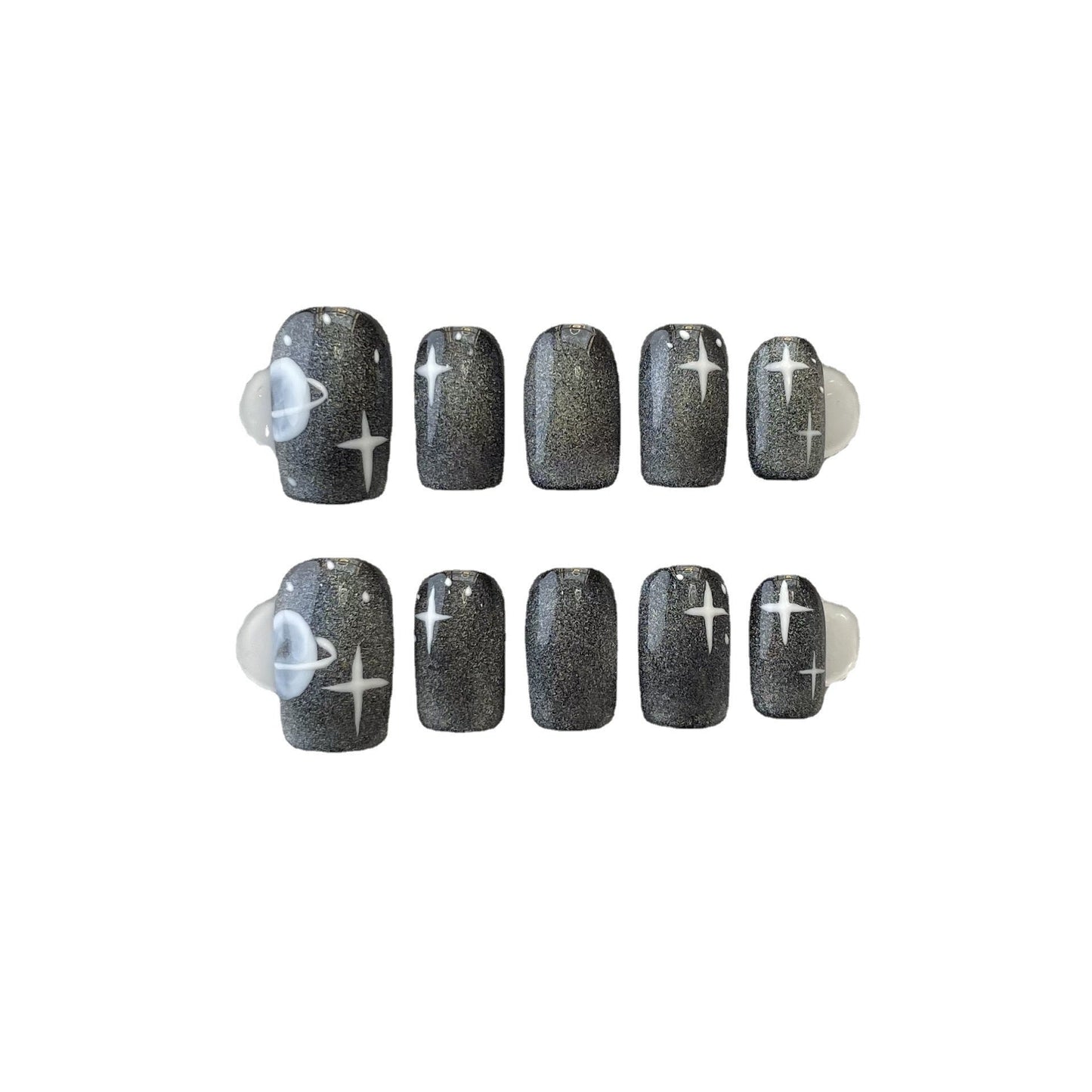 Designer: ManMan Handmade nails Press on Nails DIY Nail Art for woman girl Short Square black