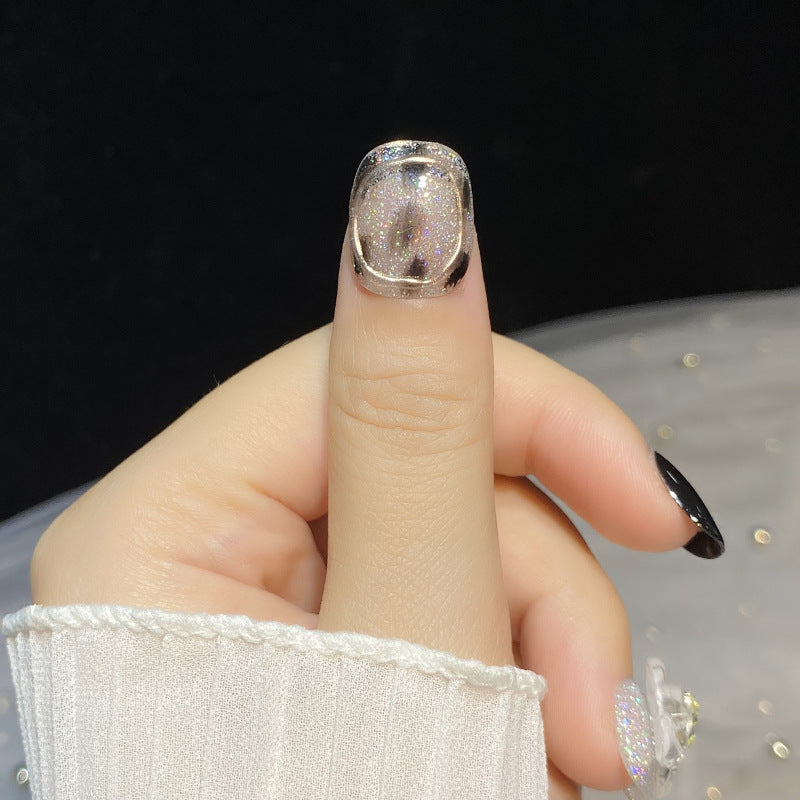 Designer: HuaHua.Handmade nails Press on Nails DIY Nail Art for woman girl Short Square black