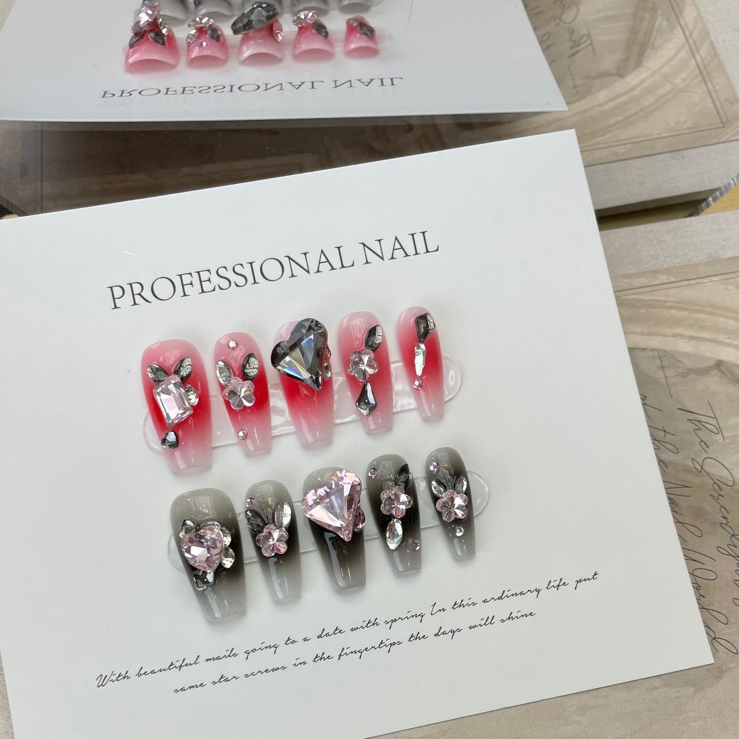 Designer: ManMan Handmade nails Press on Nails DIY Nail Art for woman girl Long Coffin