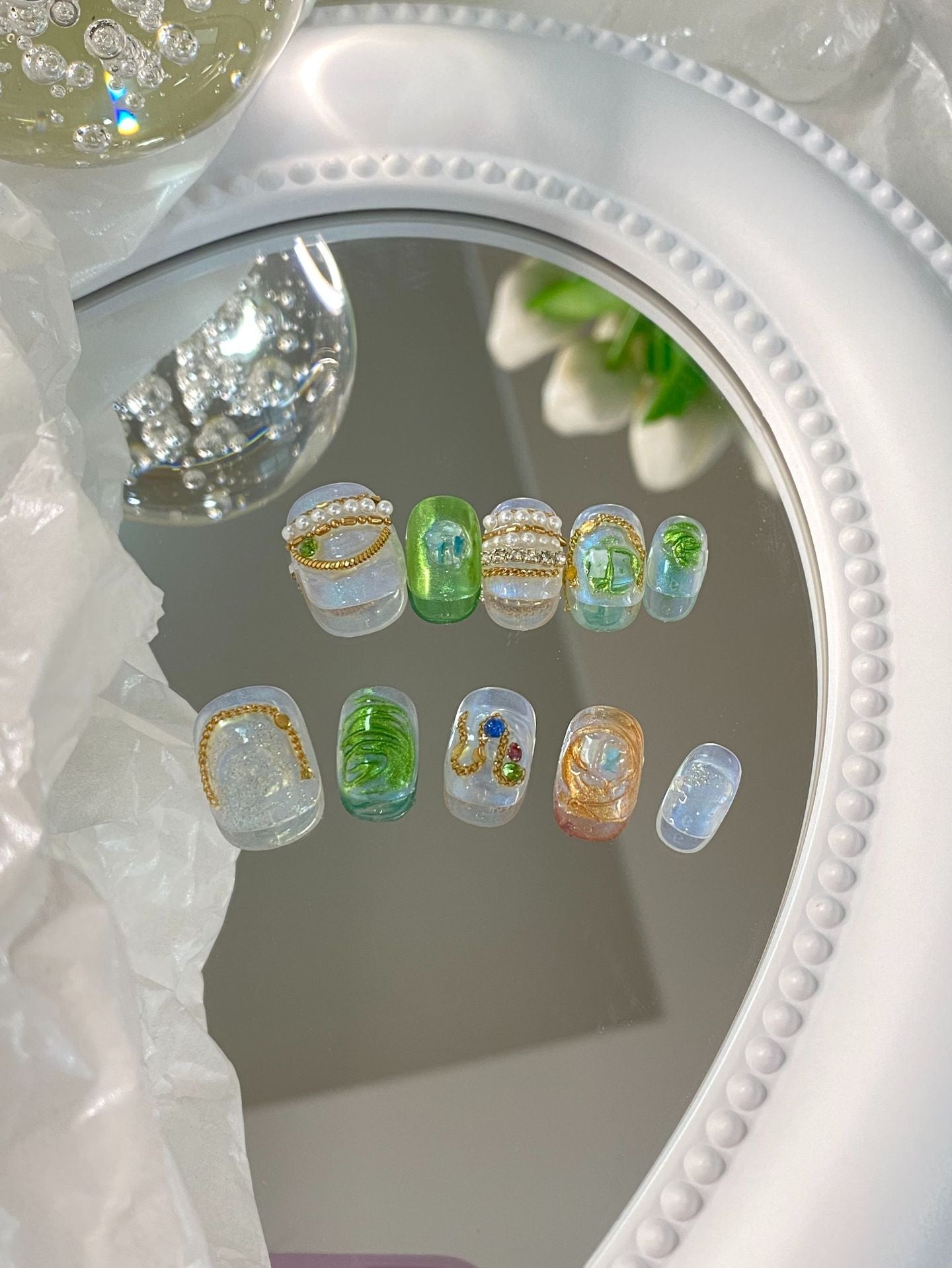 Designer: MaoMao.Handmade Nail Designs Press on Nails DIY  Nail Art for woman girl