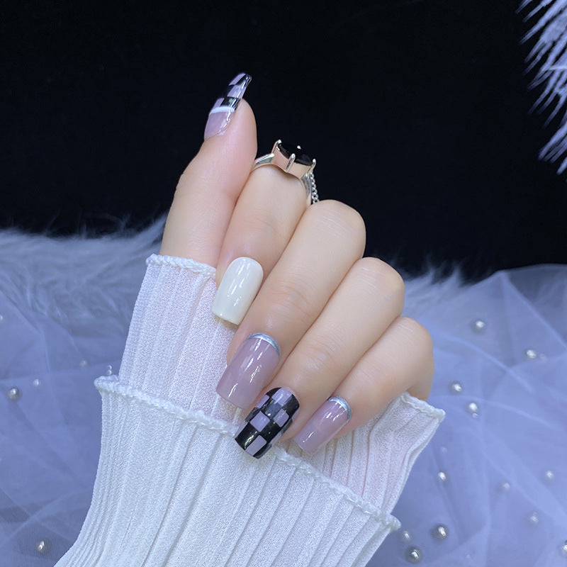 Designer: HuaHua.Handmade nails Press on Nails DIY Nail Art for woman girl Long Square pink