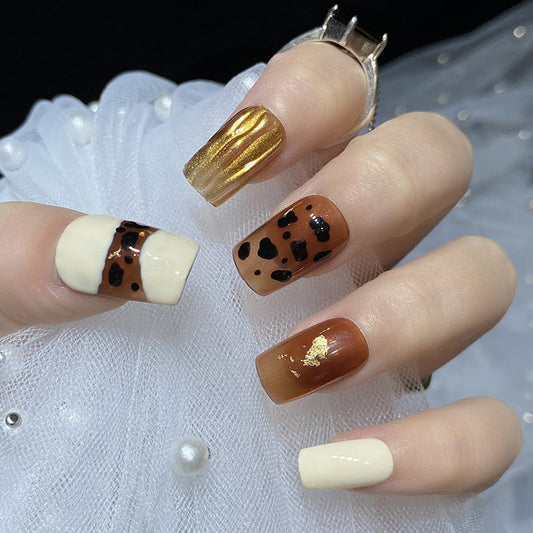 Designer: HuaHua.Handmade nails Press on Nails DIY Nail Art for woman girl Long Square