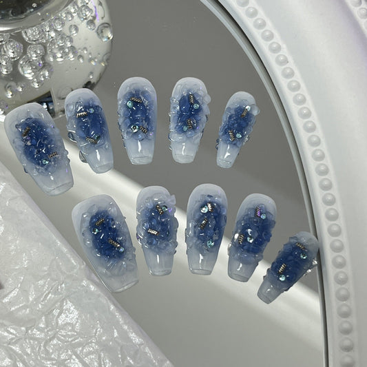 Designer: MaoMao.Handmade Nail Designs Press on Nails DIY  Nail Art for woman girl