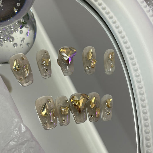 Designer: MaoMao.Handmade Nail Designs Press on Nails DIY  Nail Art for woman girl