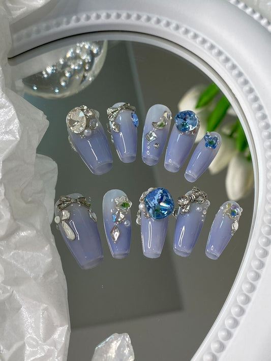 Designer: MaoMao.Handmade Nail Designs Press on Nails DIY  Nail Art for woman girl