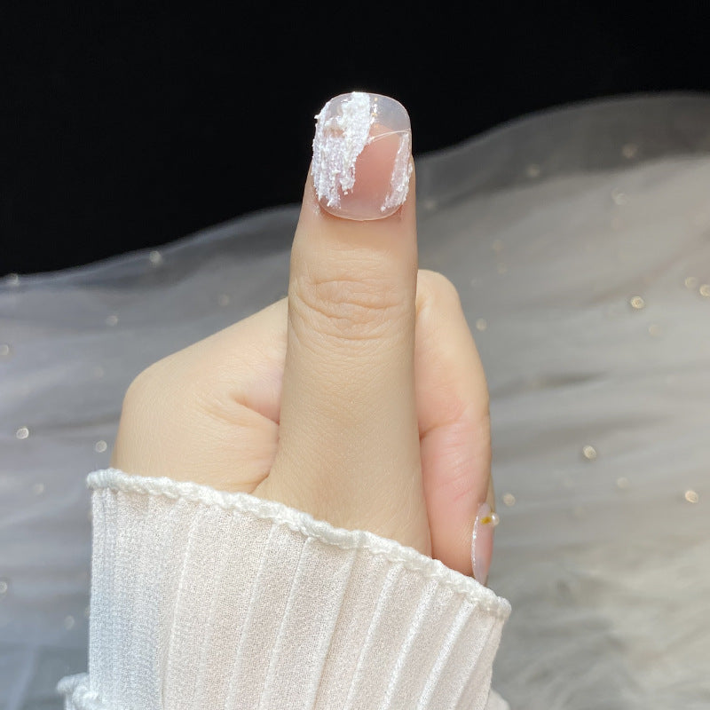 Designer: HuaHua.Handmade nails Press on Nails DIY Nail Art for woman girl Short Square pink