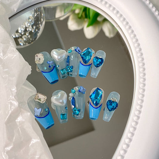 Designer: MaoMao.Handmade Nail Designs Press on Nails DIY  Nail Art for woman girl