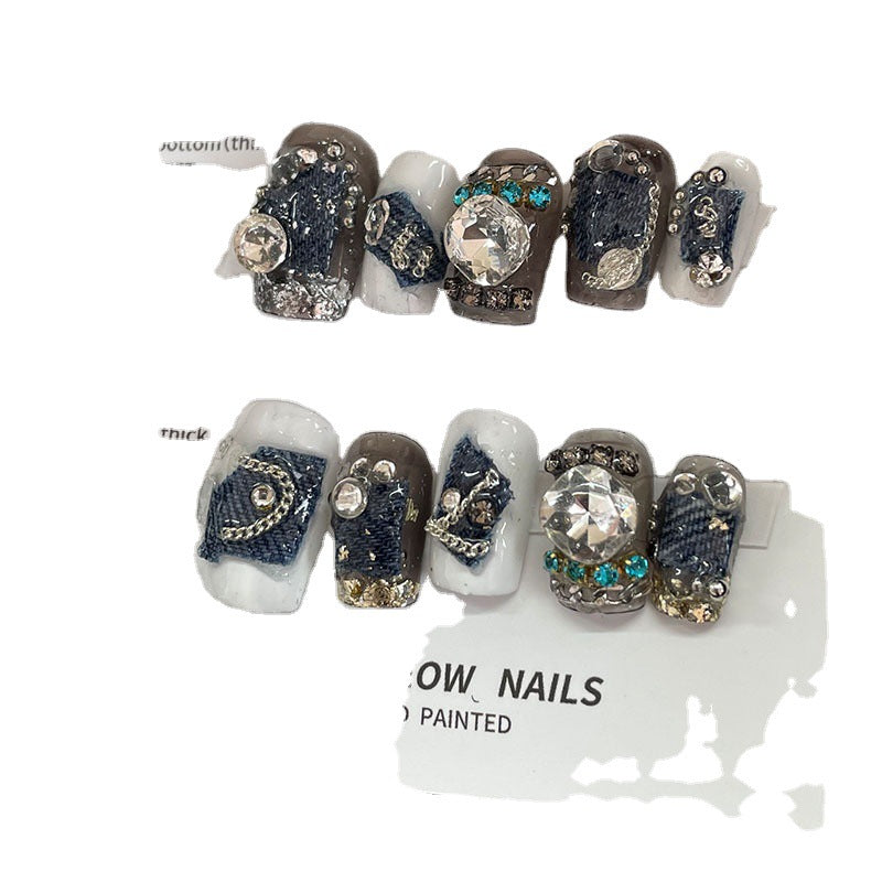 Designer: MeowMeow.Handmade Nail Designs Press on Nails DIY  Nail Art for woman girl Long Square black