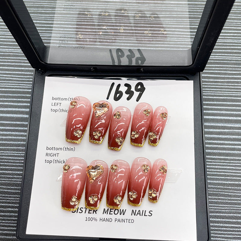 Designer: MeowMeow.Handmade Nail Designs Press on Nails DIY  Nail Art for woman girl Long Coffin red