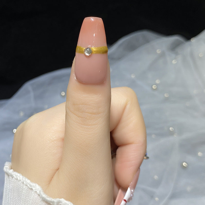 Designer: HuaHua.Handmade nails Press on Nails DIY Nail Art for woman girl Long Coffin pink