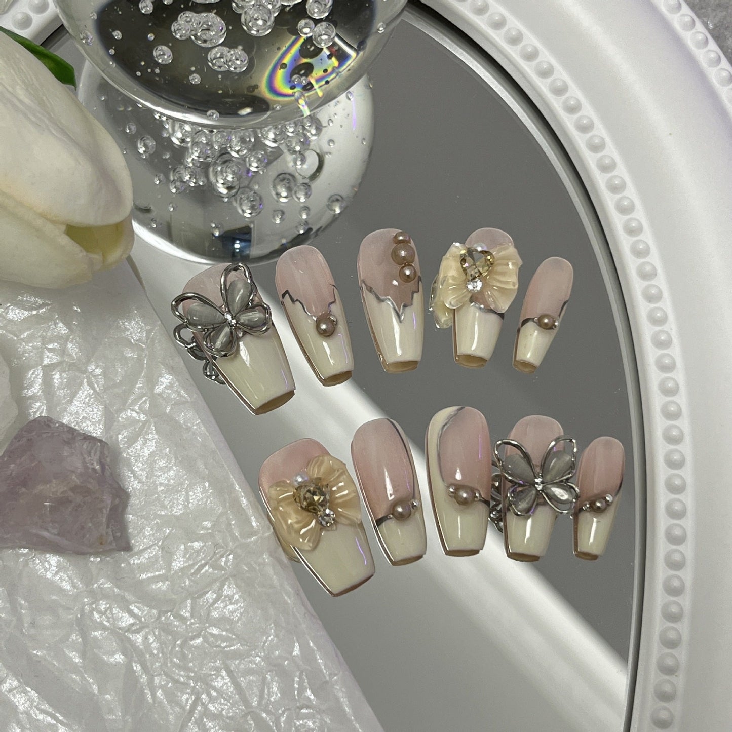 Designer: MaoMao.Handmade Nail Designs Press on Nails DIY  Nail Art for woman girl