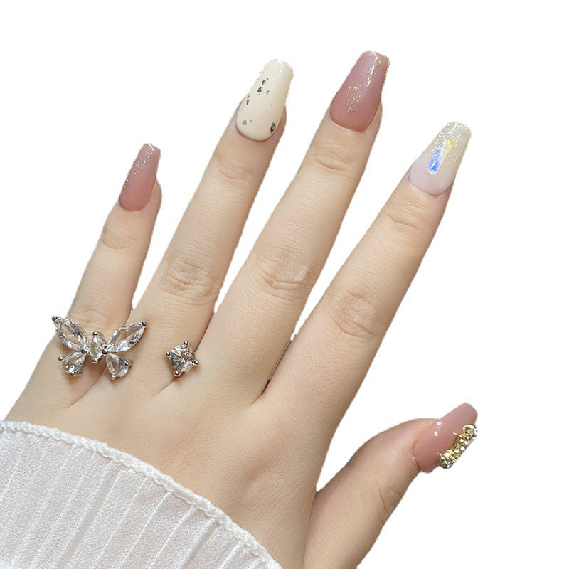 Designer: HuaHua.Handmade nails Press on Nails DIY Nail Art for woman girl Long Coffin pink