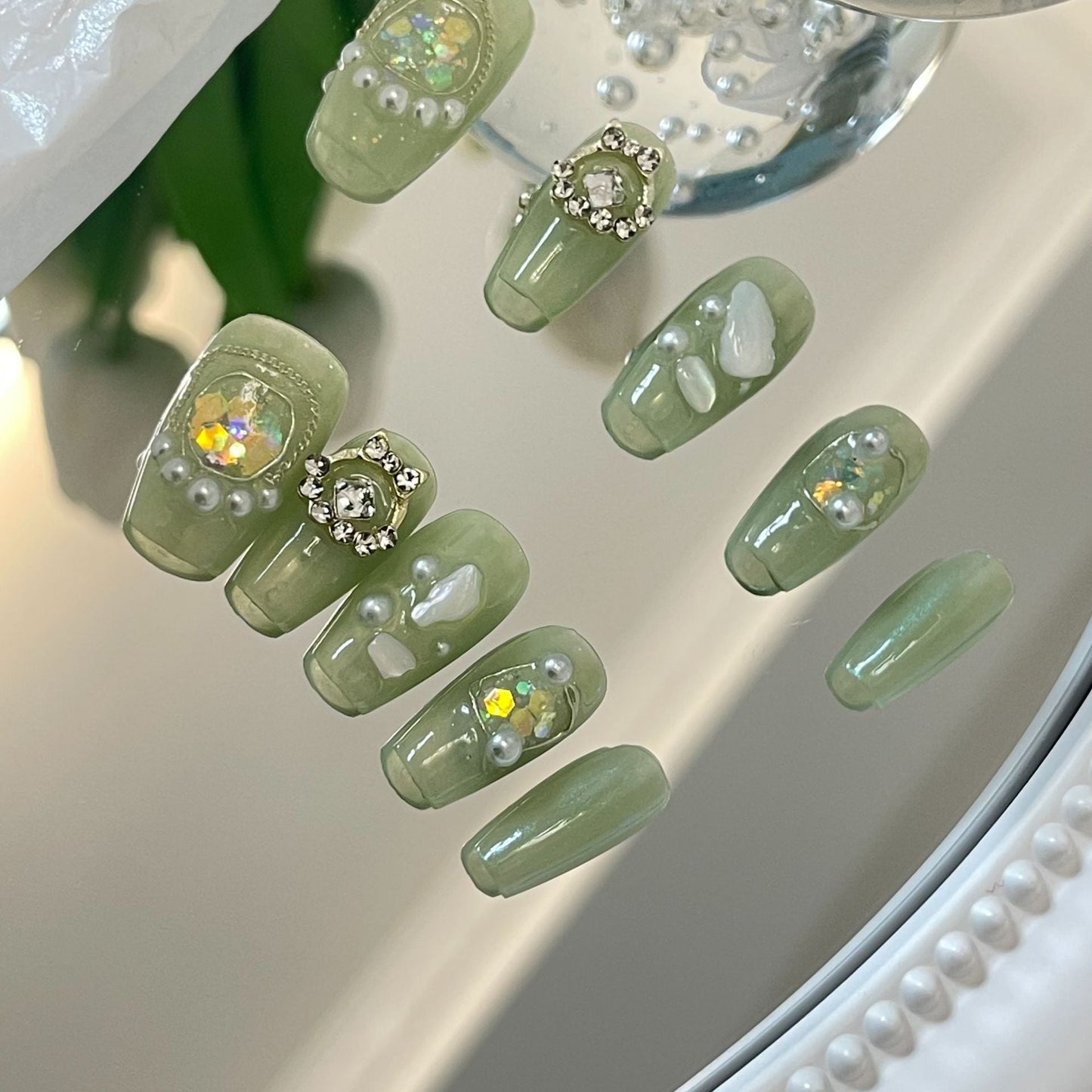 Designer: MaoMao.Handmade Nail Designs Press on Nails DIY  Nail Art for woman girl