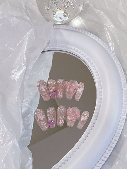 Designer: MaoMao.Handmade Nail Designs Press on Nails DIY  Nail Art for woman girl